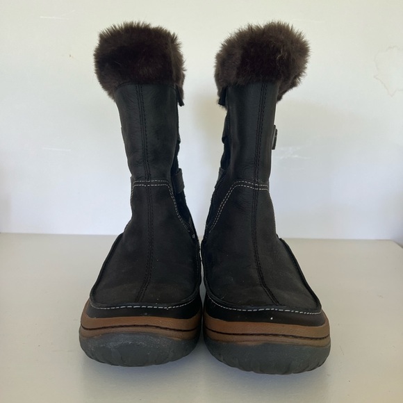 Merrell Decora Chant Waterproof Mid-Calf Black and Brown Leather Boots, size 8.5 - Picture 3 of 13